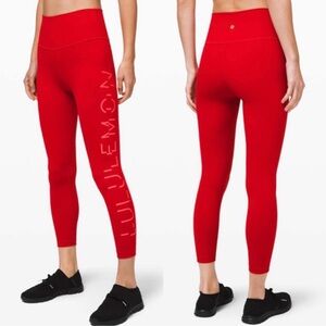 lululemon athletica Bold Red Logo Leggings